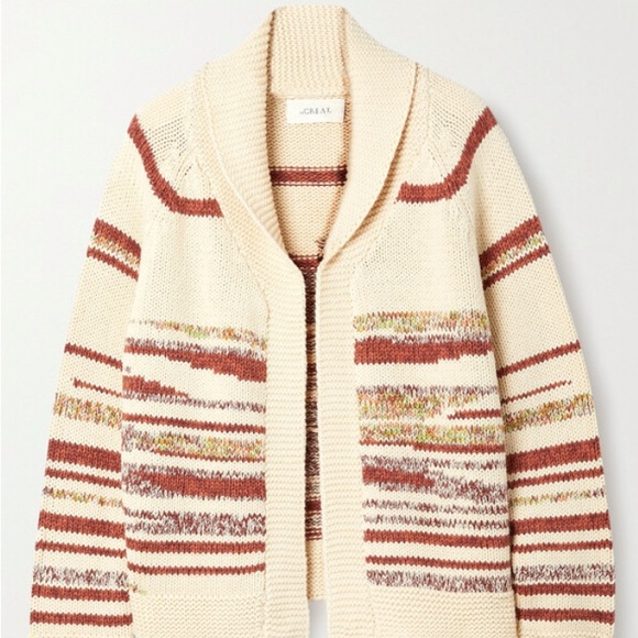 THE GREAT. Sweaters - THE GREAT. The Landscape Lodge Striped Crochet-Knit Cardigan